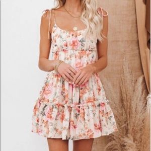 spaghetti strap tiered ruffled floral dress